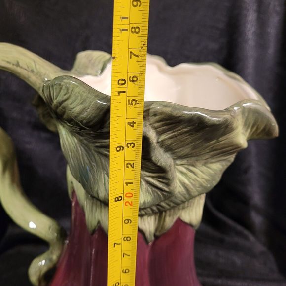 Kaldun & Bogle Ceramic Majolica Aubergine Eggplant Pitcher Jug Purple Green EUC - Picture 10 of 11